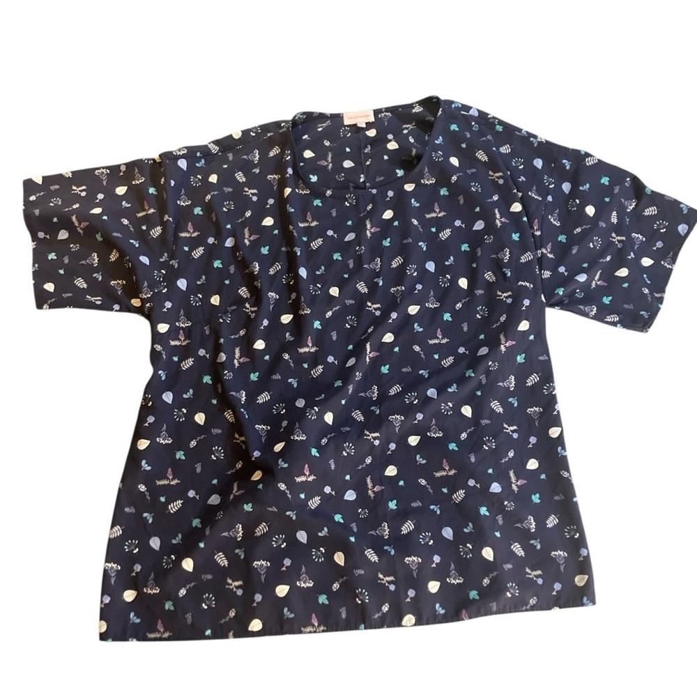 Blue Floral Blouse with Relaxed Fit